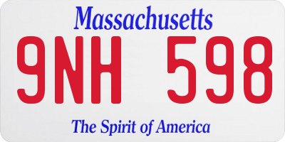 MA license plate 9NH598