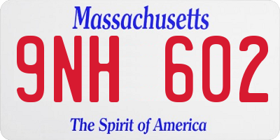 MA license plate 9NH602