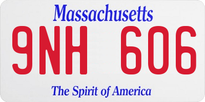 MA license plate 9NH606