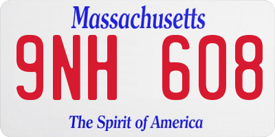 MA license plate 9NH608