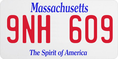 MA license plate 9NH609