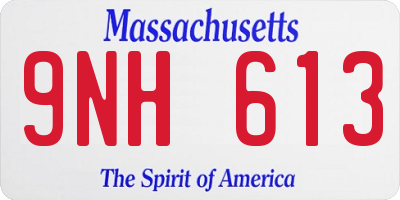 MA license plate 9NH613