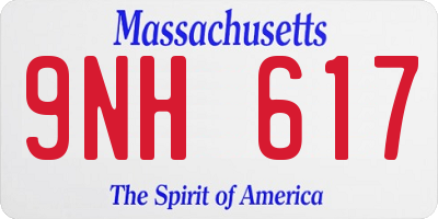 MA license plate 9NH617