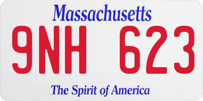 MA license plate 9NH623