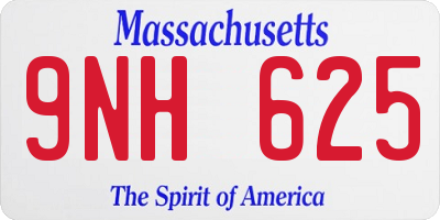 MA license plate 9NH625