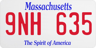 MA license plate 9NH635