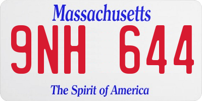 MA license plate 9NH644