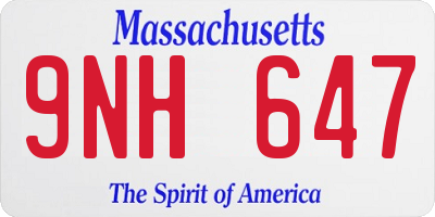 MA license plate 9NH647