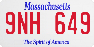 MA license plate 9NH649