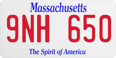 MA license plate 9NH650