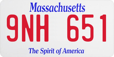 MA license plate 9NH651
