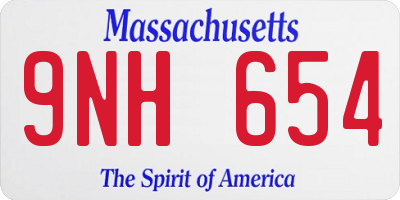 MA license plate 9NH654