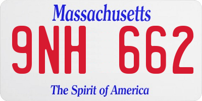 MA license plate 9NH662