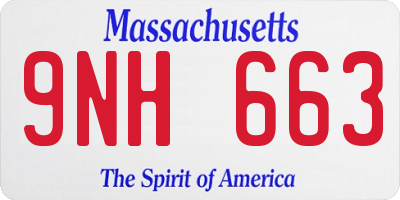 MA license plate 9NH663