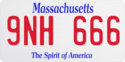MA license plate 9NH666