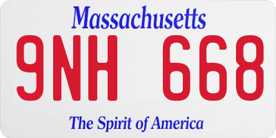 MA license plate 9NH668