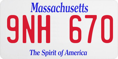 MA license plate 9NH670