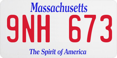 MA license plate 9NH673