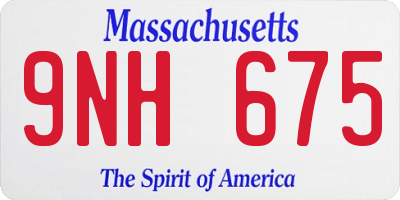MA license plate 9NH675