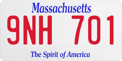 MA license plate 9NH701