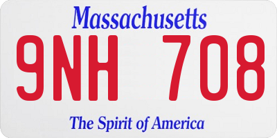 MA license plate 9NH708