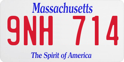 MA license plate 9NH714