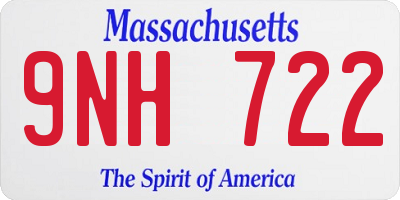 MA license plate 9NH722