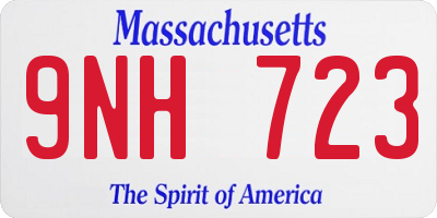 MA license plate 9NH723