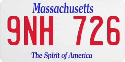 MA license plate 9NH726