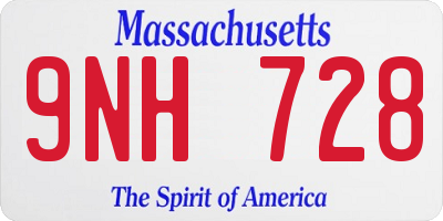 MA license plate 9NH728