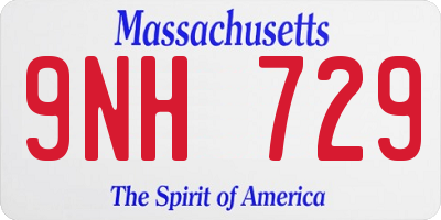 MA license plate 9NH729