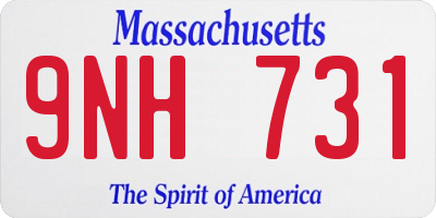 MA license plate 9NH731