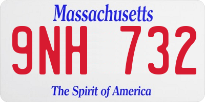 MA license plate 9NH732