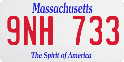 MA license plate 9NH733