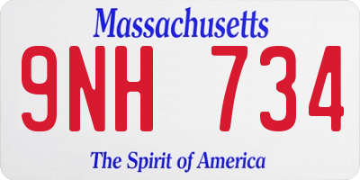 MA license plate 9NH734