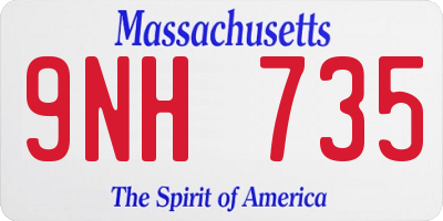 MA license plate 9NH735