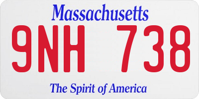 MA license plate 9NH738