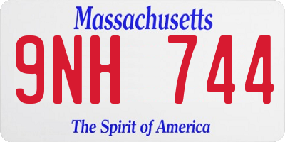 MA license plate 9NH744