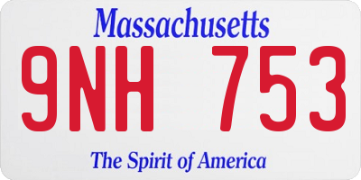 MA license plate 9NH753