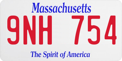 MA license plate 9NH754