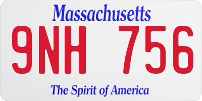 MA license plate 9NH756