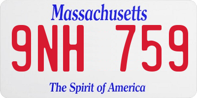 MA license plate 9NH759