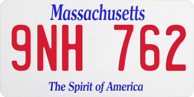 MA license plate 9NH762