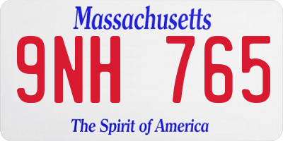 MA license plate 9NH765
