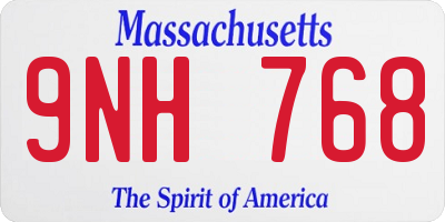 MA license plate 9NH768