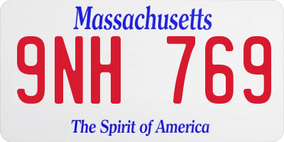 MA license plate 9NH769