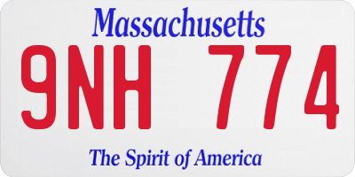 MA license plate 9NH774