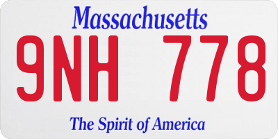 MA license plate 9NH778