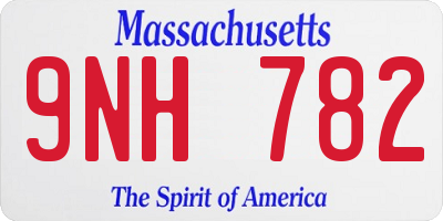 MA license plate 9NH782