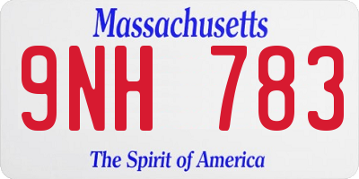 MA license plate 9NH783